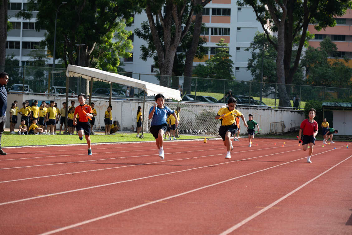 Students competing in a sprint.